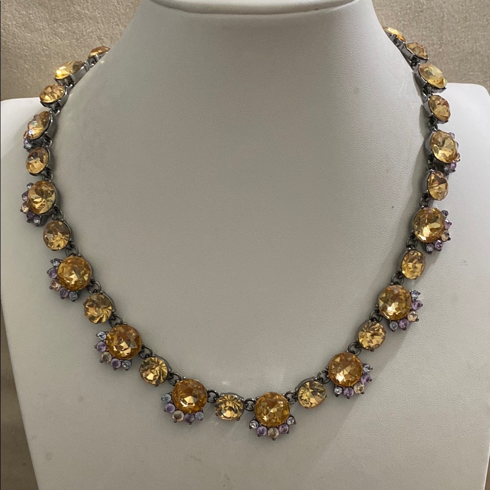 Chic Gold and Purple Gemstone Necklace